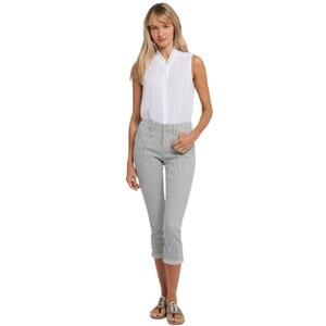 NYDJ Women's Chloe Capri Jeans Size 8 Petite White Black Stripe 1" Cuff NWT